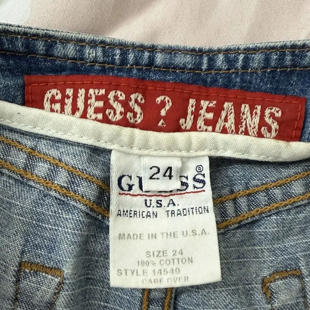 GUESS Jeans Mini‎ Skirt Womens 24 Blue Mini USA Y2K Vintage Zip Front Boho